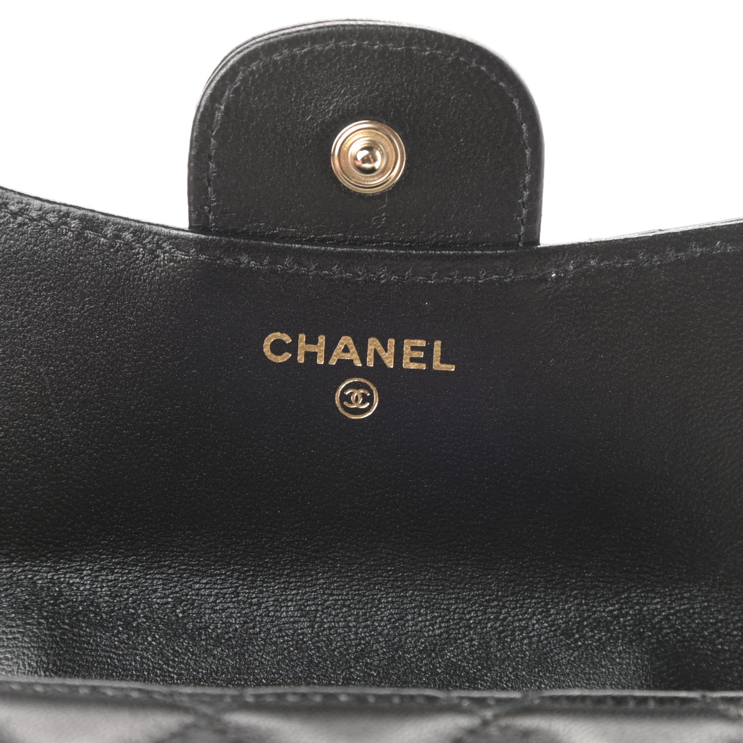 Lambskin Quilted Top Handle Flap Coin Purse With Chain Black