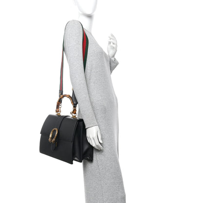Gucci Moon Calfskin Web Large Dionysus Bamboo Top Handle Bag Black 2 of 10