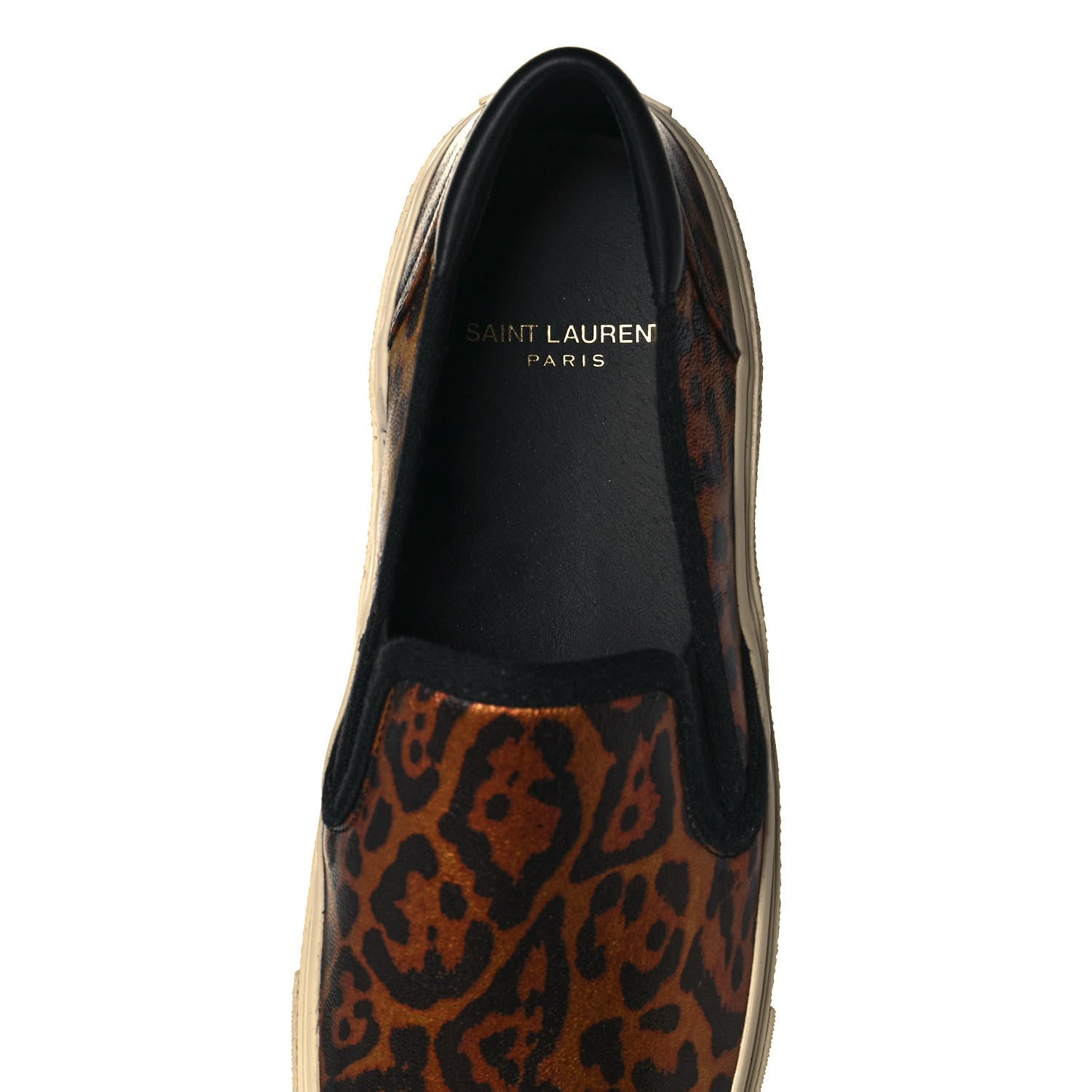 Saint Laurent Metallic Calfskin Leopard Skate Slip On Sneakers 37 Black 8 of 9