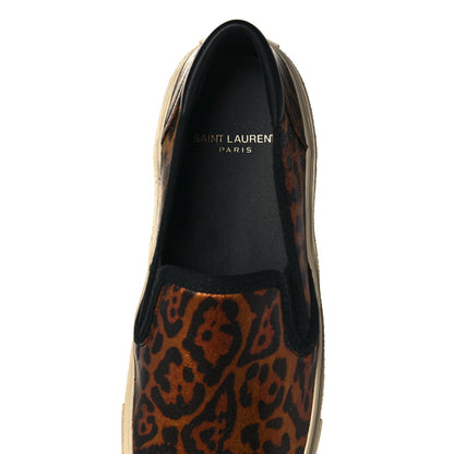 Saint Laurent Metallic Calfskin Leopard Skate Slip On Sneakers 37 Black 8 of 9