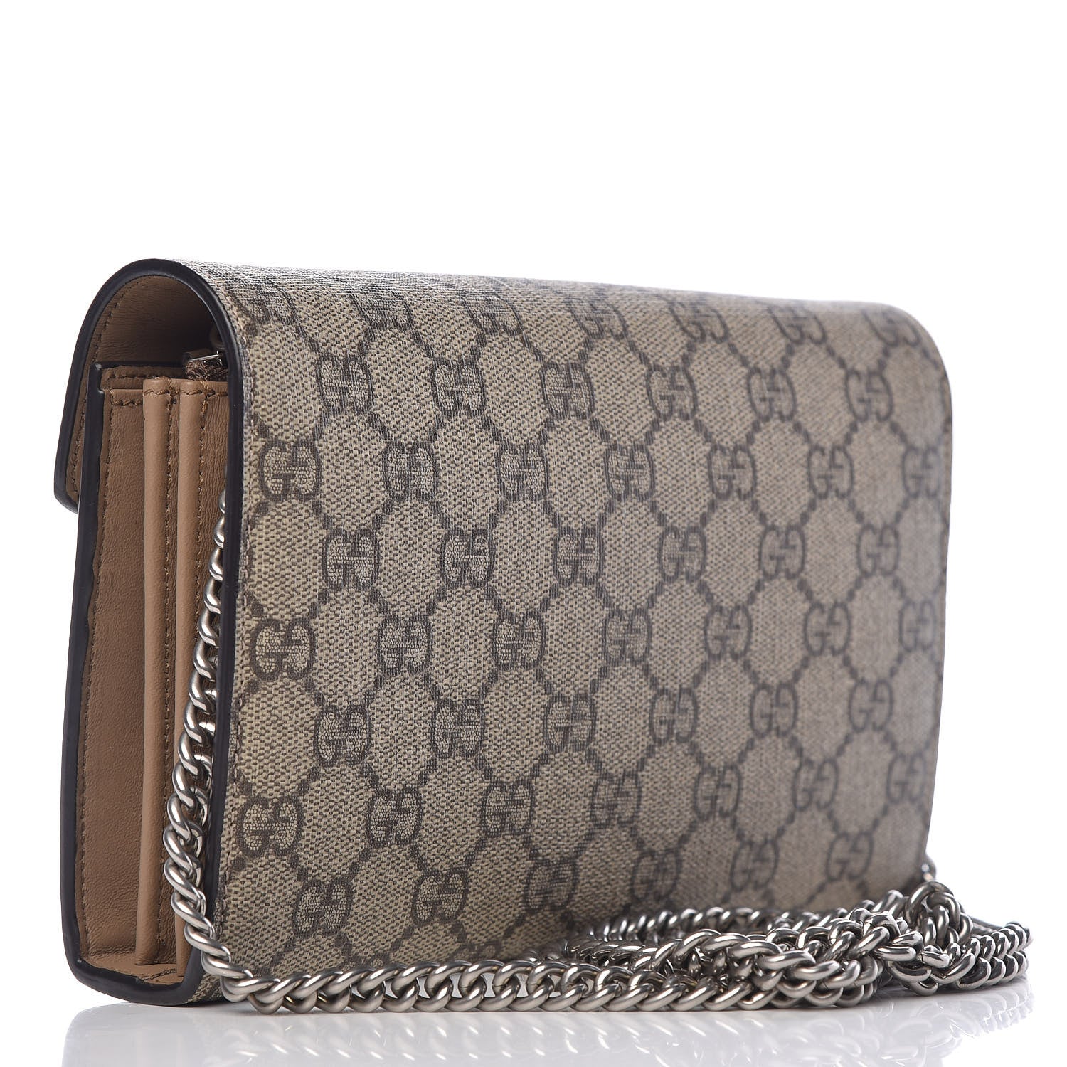 Gucci GG Supreme Monogram Mini Dionysus Chain Wallet Beige Taupe 3 of 11
