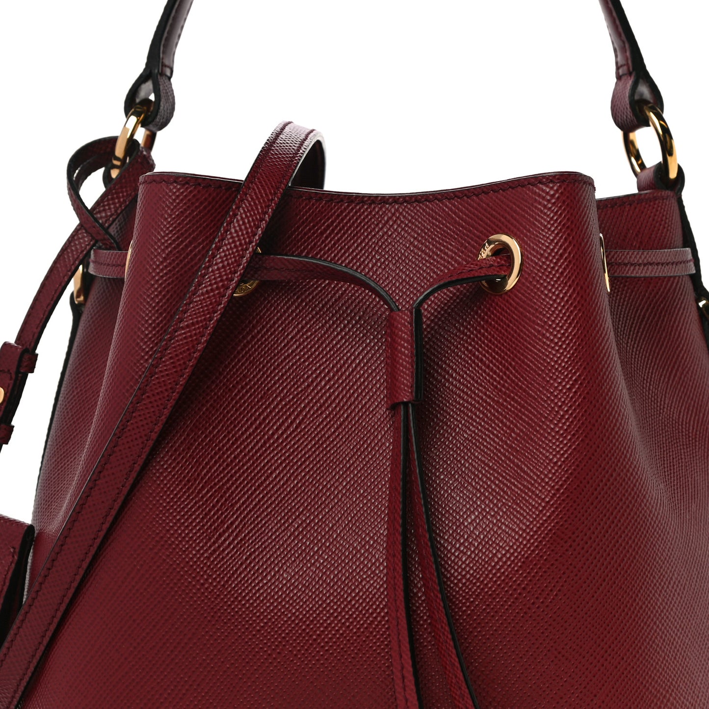 Saffiano Cuir Bucket Bag Cerise