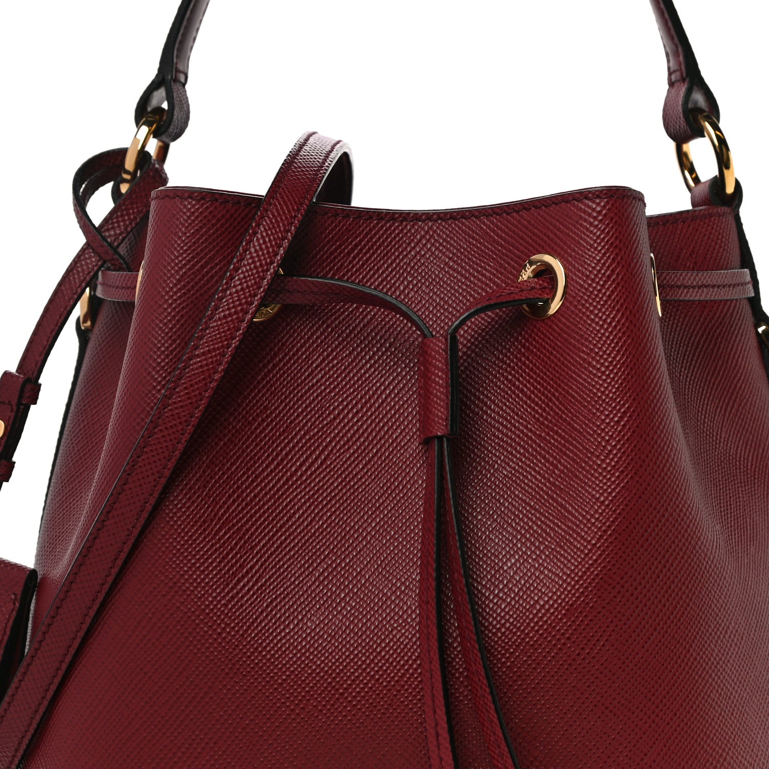 Prada Saffiano Cuir Bucket Bag Cerise 8 of 10