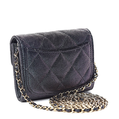 Chanel Iridescent Caviar Quilted Flap Card Holder On Chain Black 3 of 9