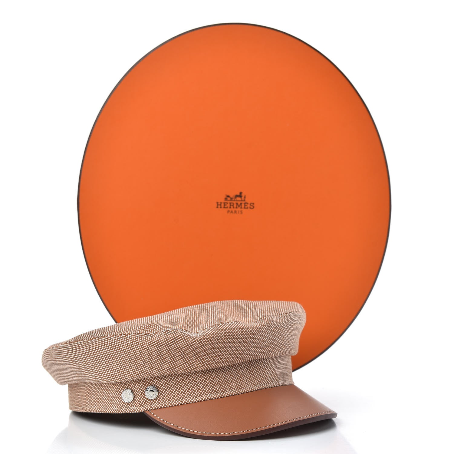 Hermes Cotton Silk Swift Clou de Selle Vauban Cap 57 Marron Alezan Gold 8 of 8