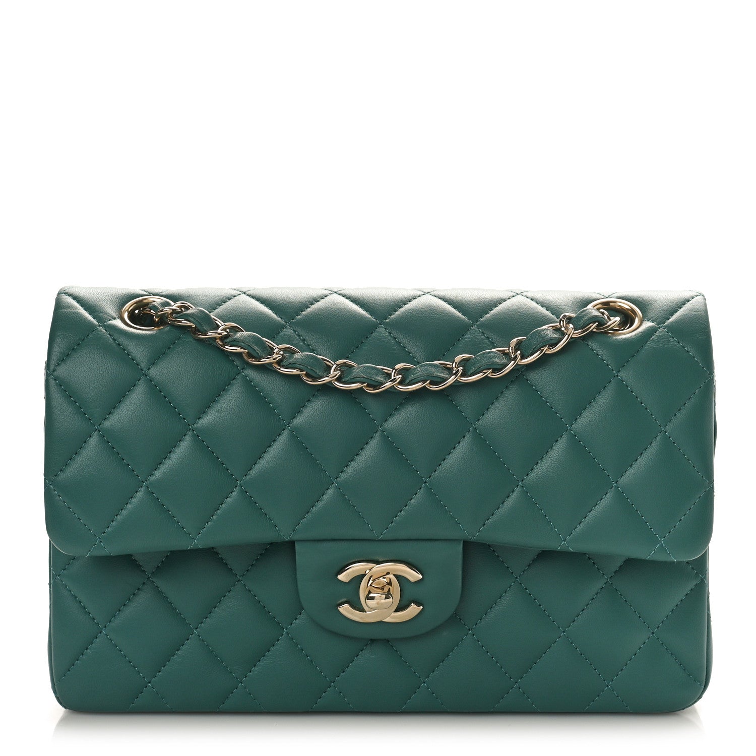 Chanel Lambskin Quilted Small Double Flap Green 1 of 9