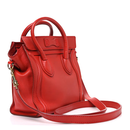 Celine Smooth Calfskin Nano Luggage Red 3 of 10