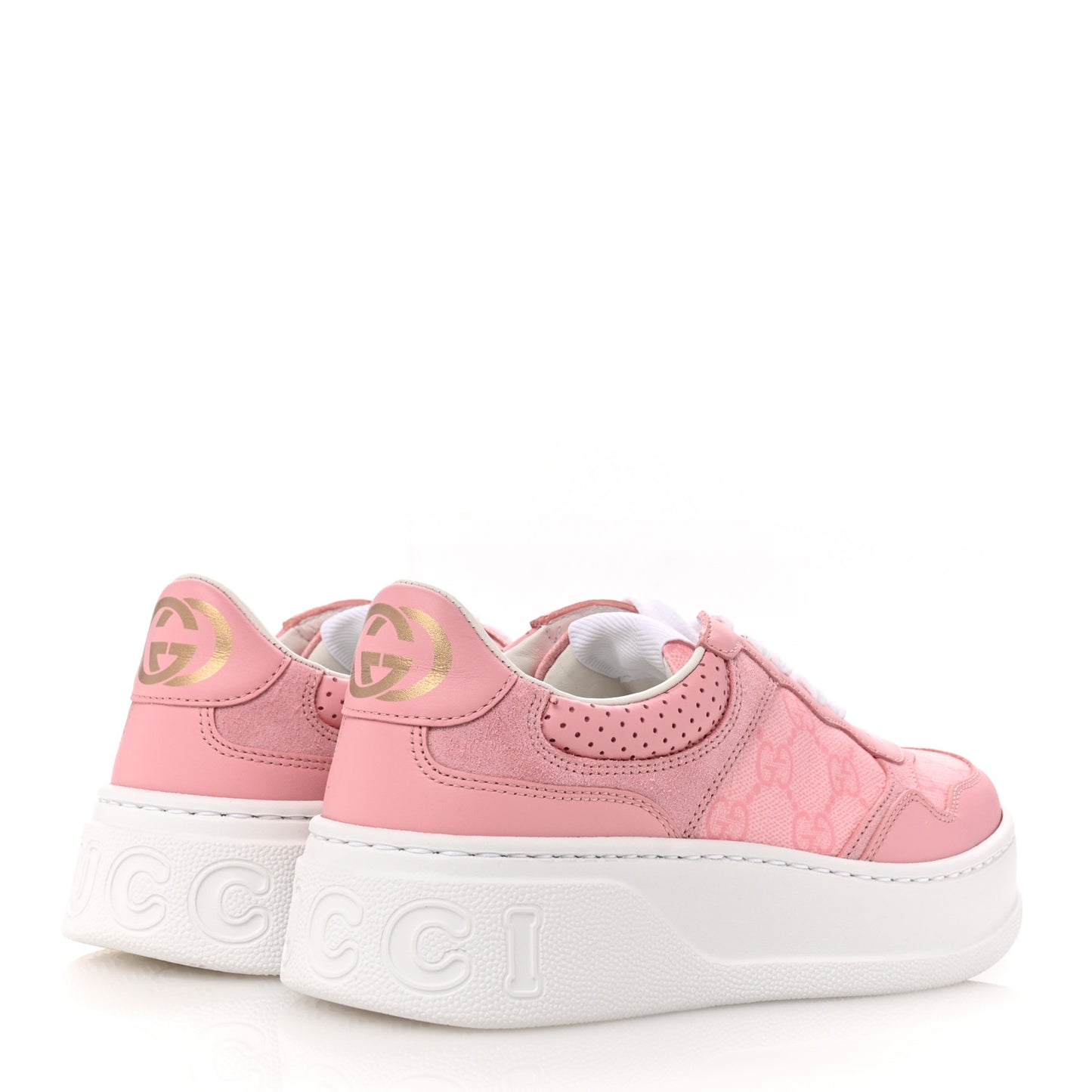 Calfskin GG Supreme Monogram Womens Platform 55mm Sneakers 35.5 Pink