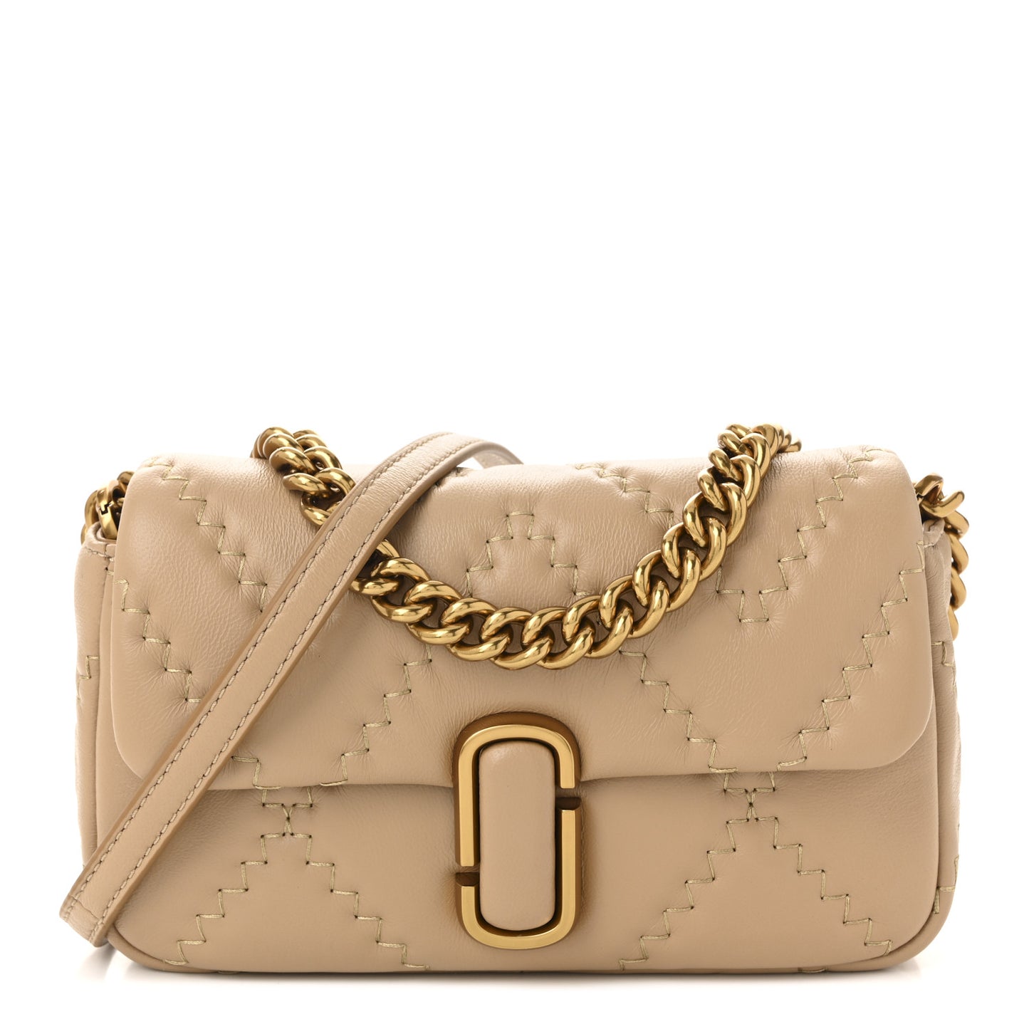 Lambskin Quilted J Marc Mini Shoulder Bag Camel