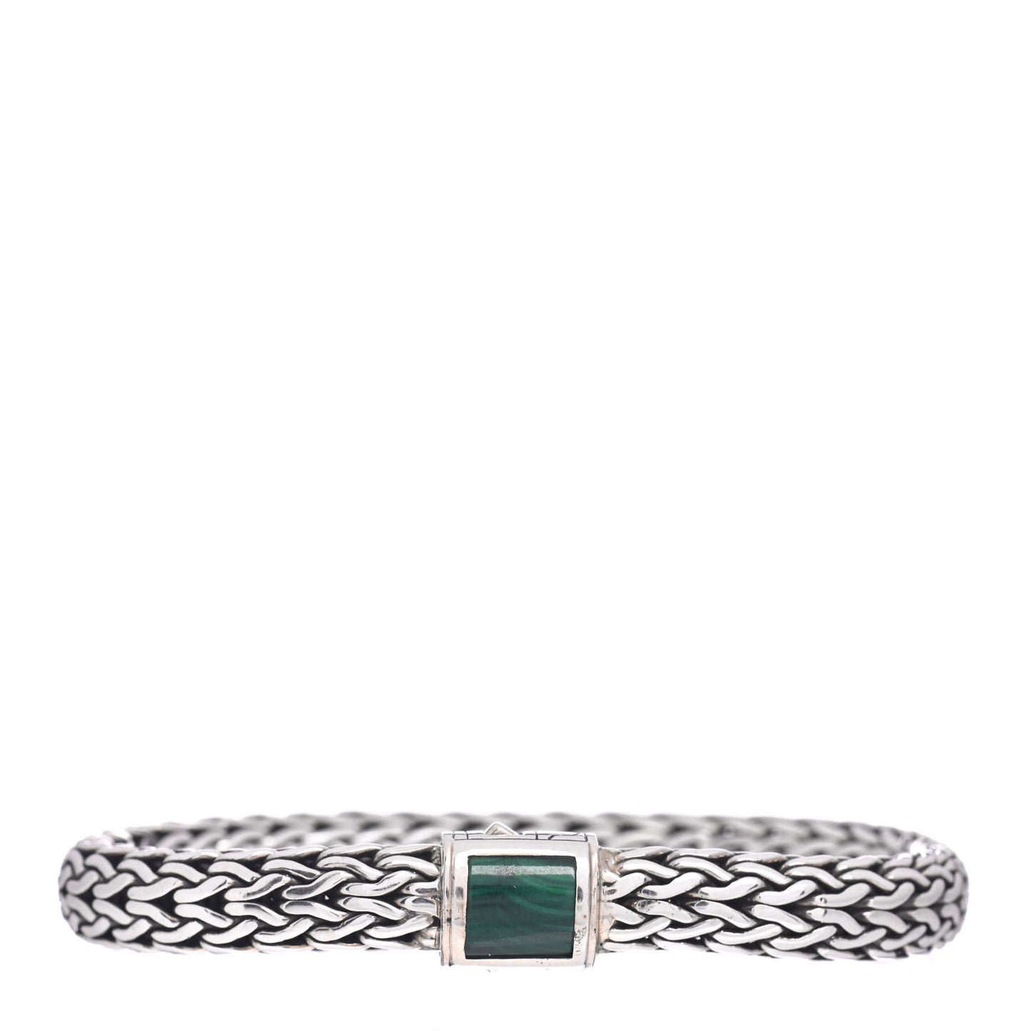 Sterling Silver Malachite 10.5mm Classic Chain Bracelet
