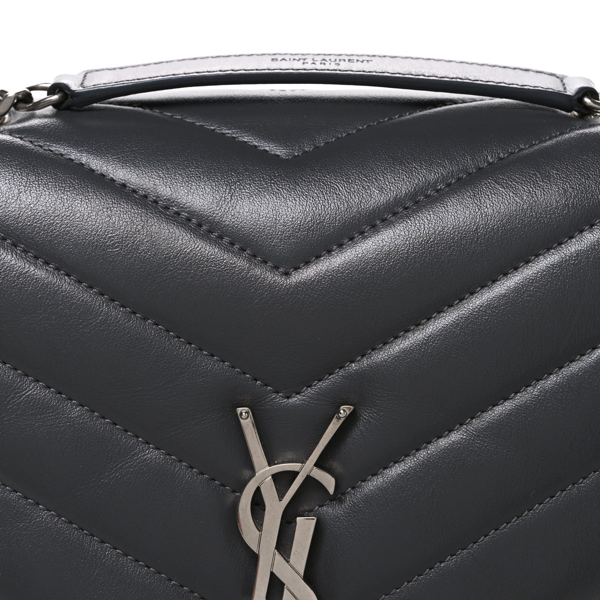 Calfskin Y Quilted Monogram Medium Loulou Chain Satchel Storm