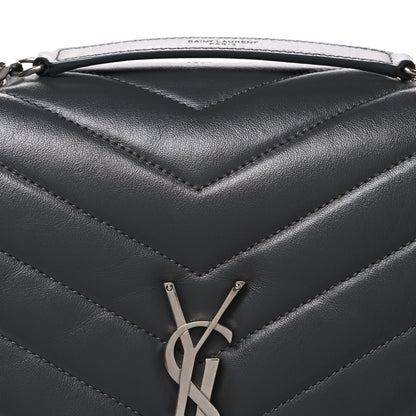 Saint Laurent Calfskin Y Quilted Monogram Medium Loulou Chain Satchel Storm 8 of 10