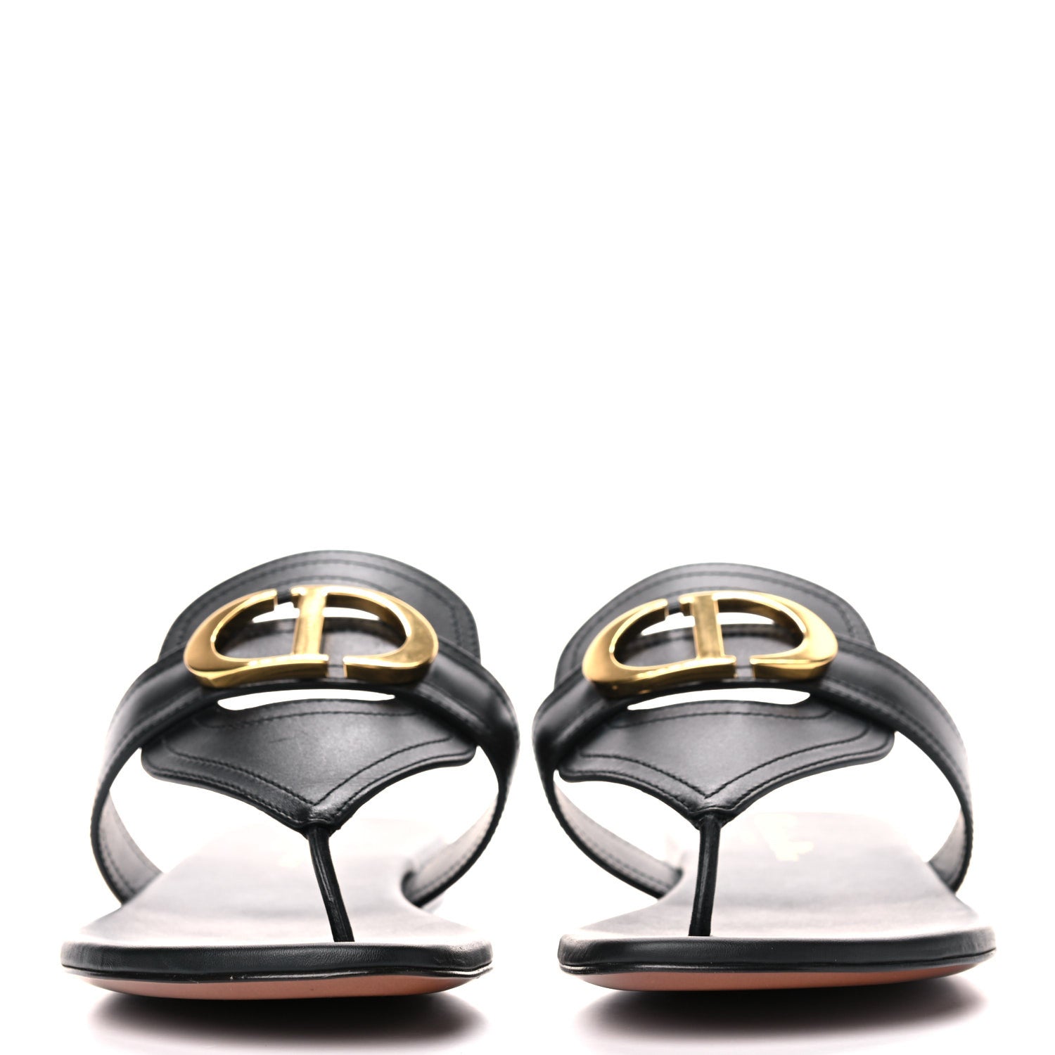 Christian Dior Calfskin 30 Montaigne Thong Sandals 38 Black 2 of 9