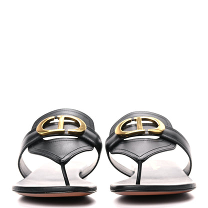 Christian Dior Calfskin 30 Montaigne Thong Sandals 38 Black 2 of 9