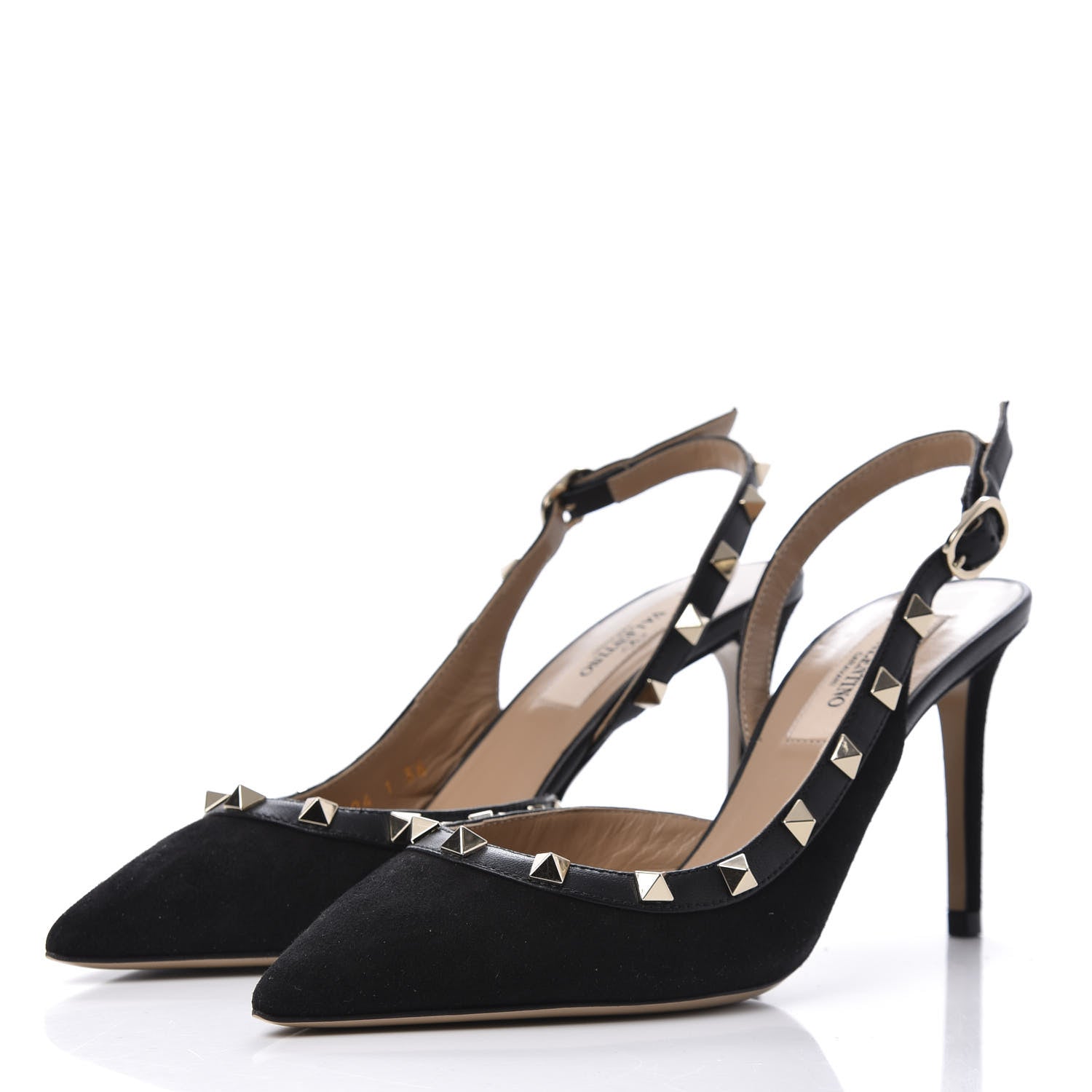 Valentino Garavani Suede Rockstud Half D'Orsay Slingback 85mm Pumps 36 Black 3 of 11