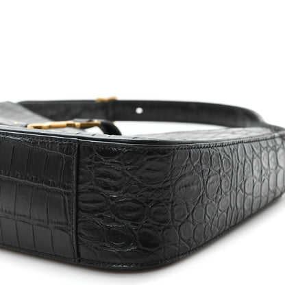 Saint Laurent Calfskin Crocodile Embossed LE 5 A 7 Hobo Black 10 of 10