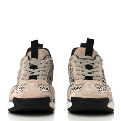 Chanel Suede Calfskin Embroidered CC Sneakers 37.5 Beige Black 2 of 14