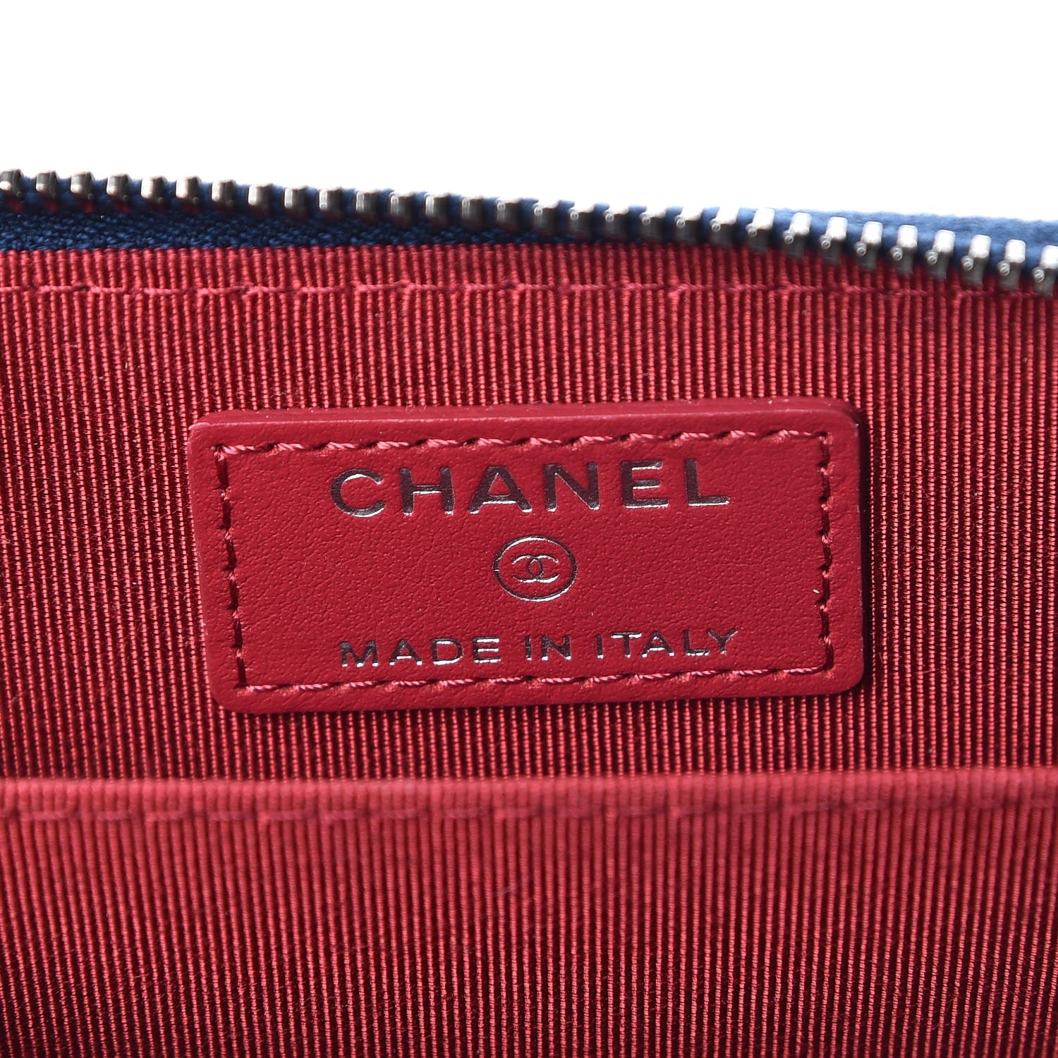Chanel Aged Calfskin Quilted Gabrielle Zip Around Coin Purse Wallet Blue Black 6 of 8