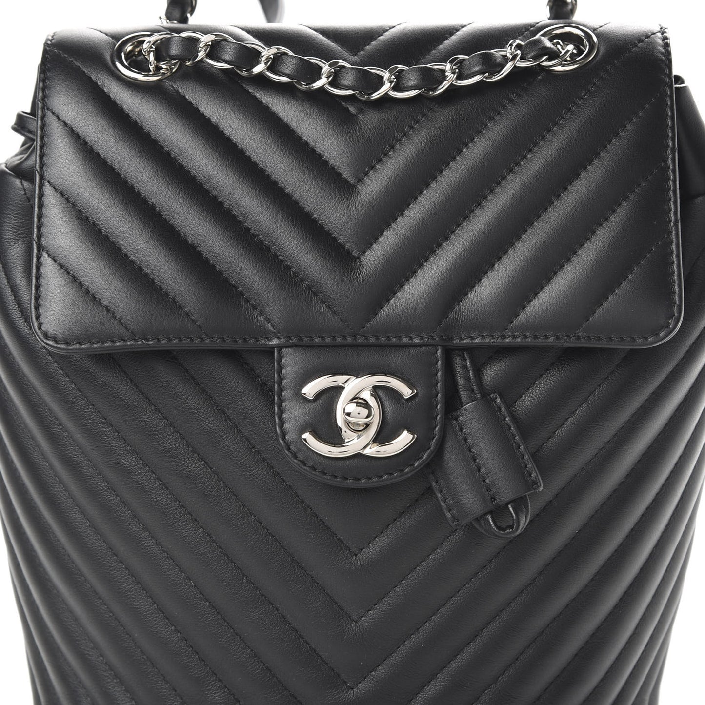 Calfskin Chevron Quilted Small Urban Spirit Backpack Black
