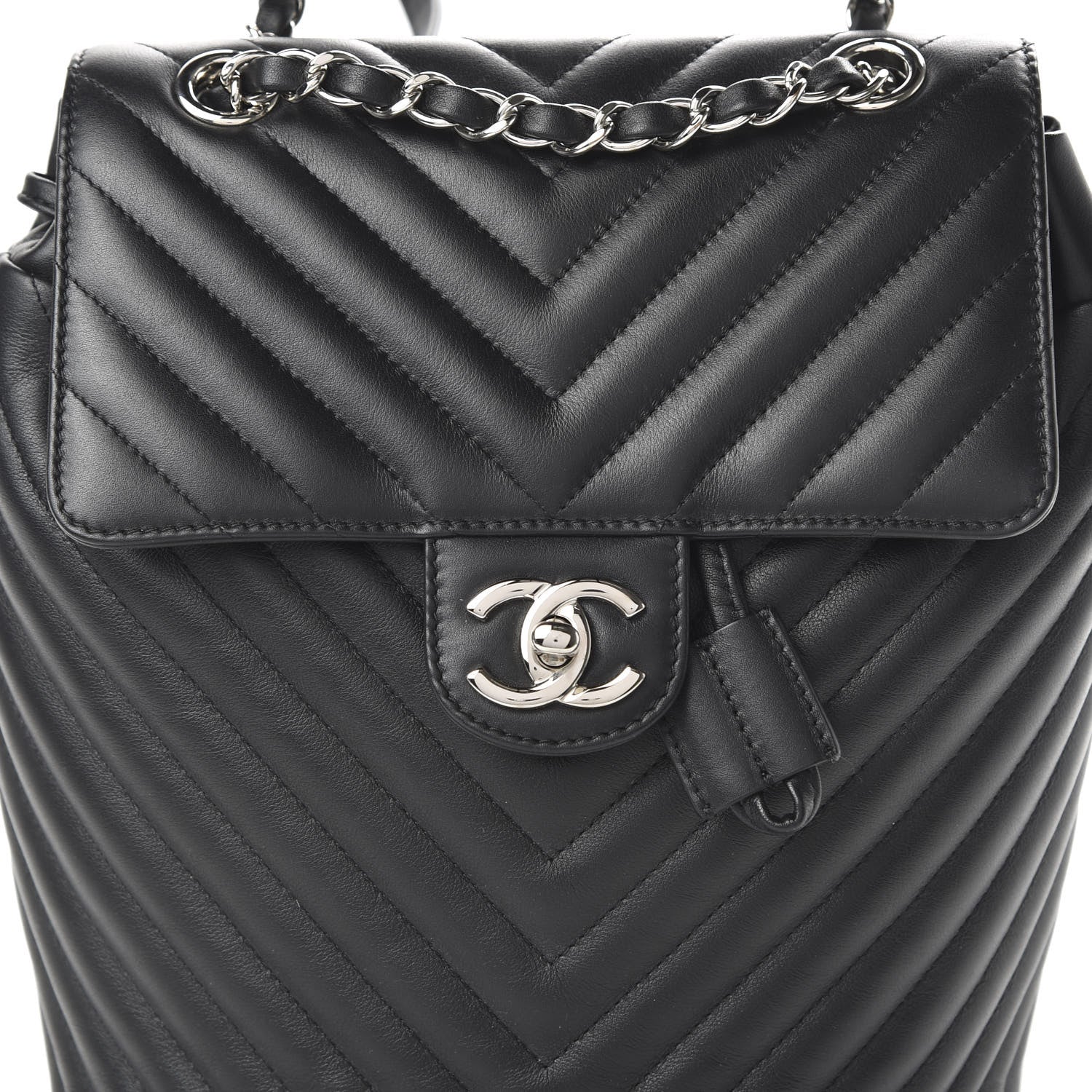 Chanel Calfskin Chevron Quilted Small Urban Spirit Backpack Black 9 of 10