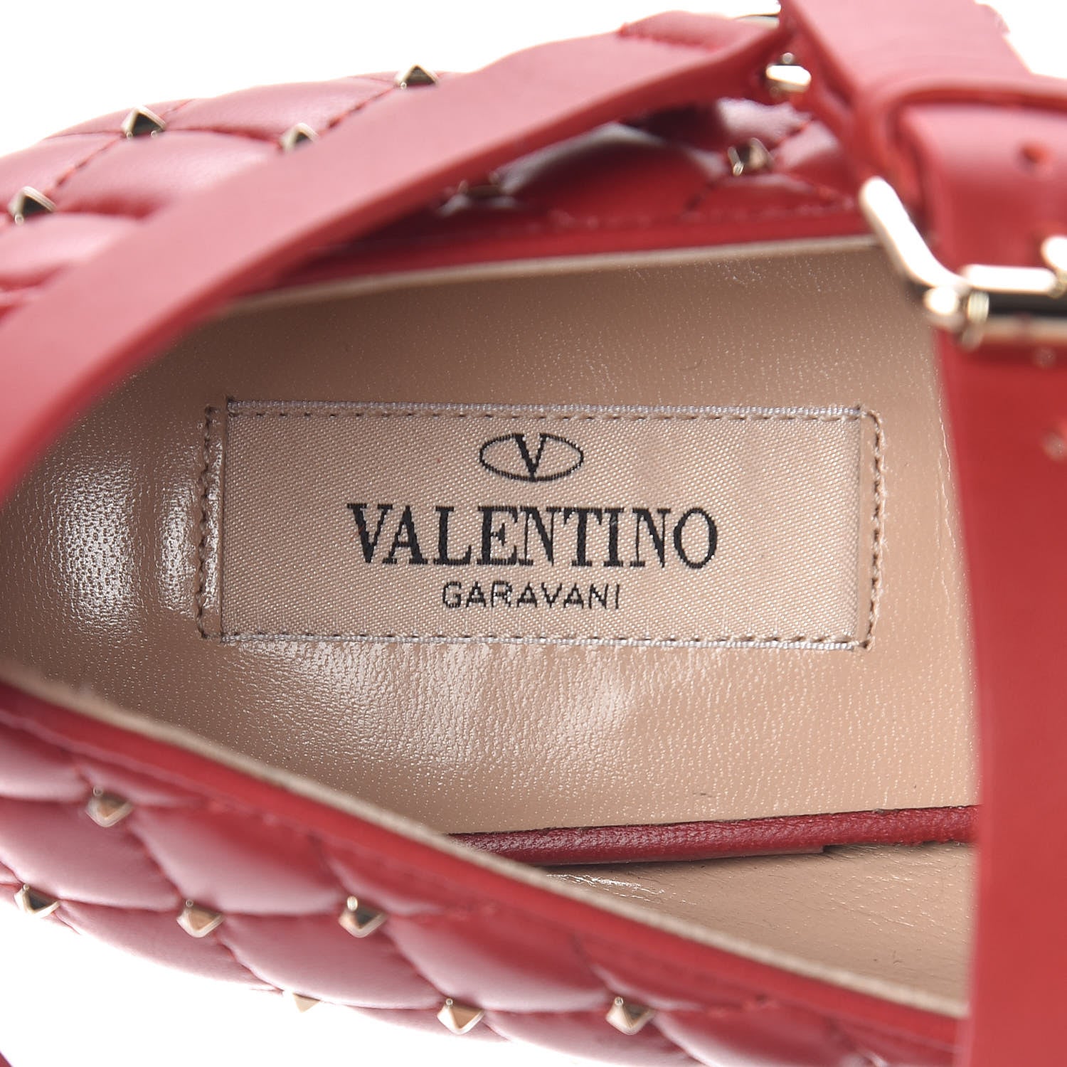 Valentino Garavani Lambskin Rockstud Spike Captoe Ballerina Flats 39 Rosso Gold 7 of 8