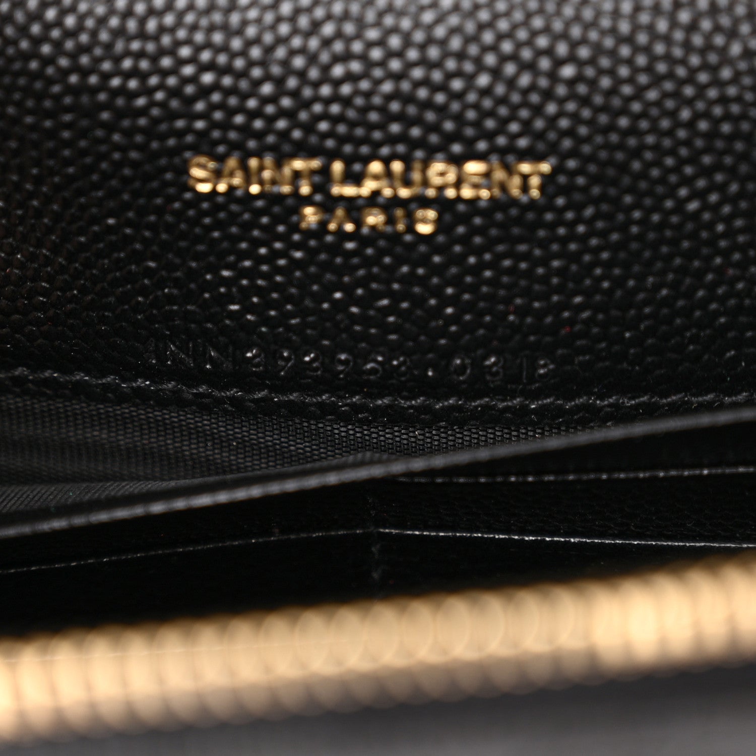Saint Laurent Grain De Poudre Matelasse Chevron Monogram Envelope Chain Wallet Black 7 of 14