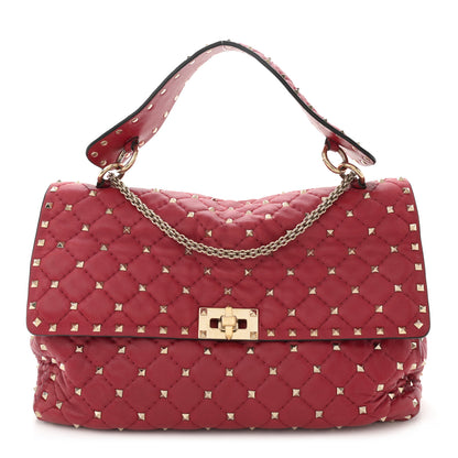 Valentino Garavani Nappa Large Rockstud Spike Shoulder Bag Rubino 1 of 15