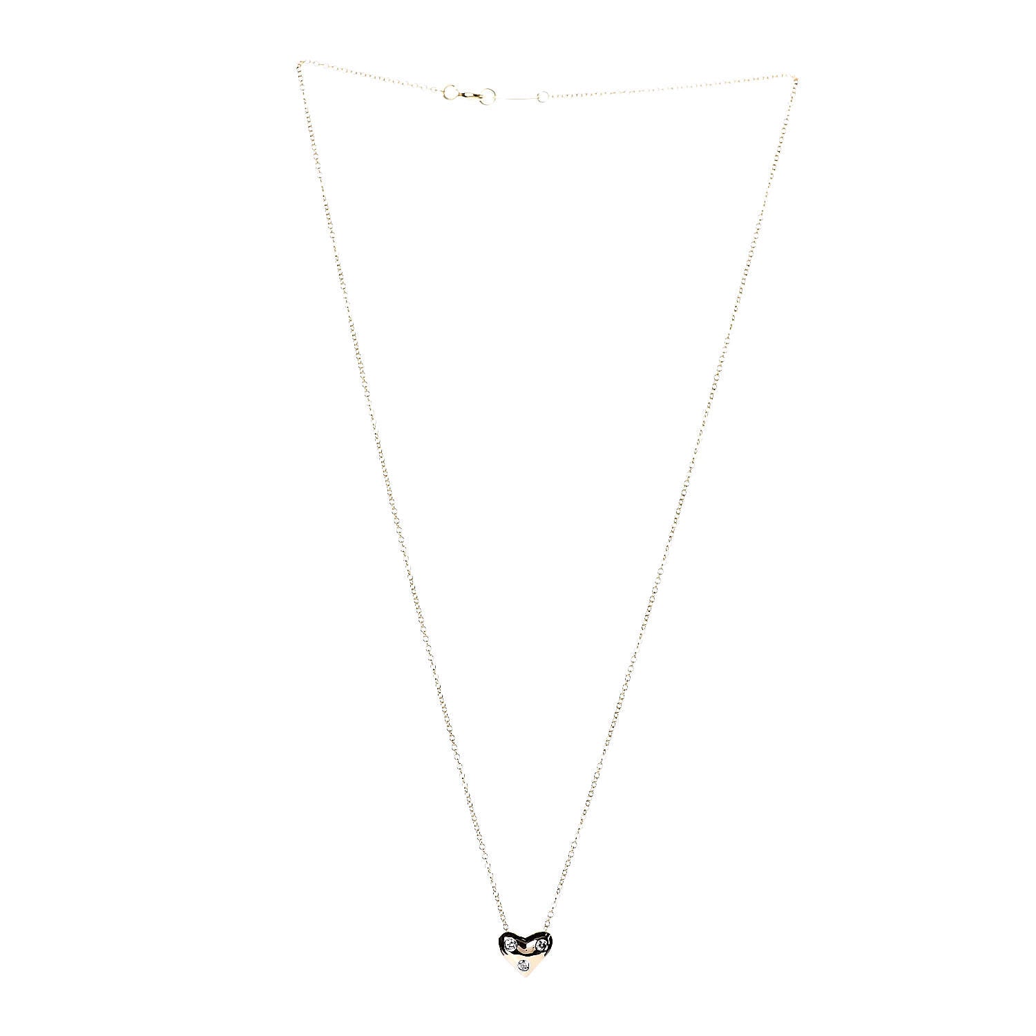 Tiffany 18K Yellow Gold Platinum Diamond Small Etoile Heart Pendant Necklace 3 of 6