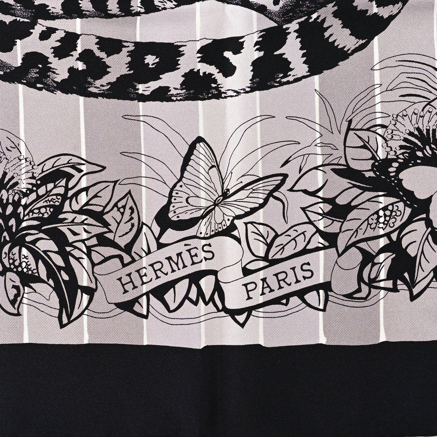 Hermes Silk Jungle Love Rainbow Scarf 90 Black Gris White 2 of 5