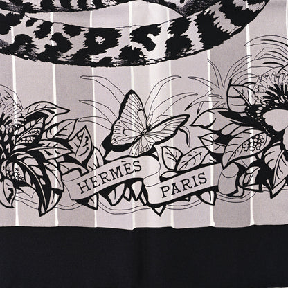 Hermes Silk Jungle Love Rainbow Scarf 90 Black Gris White 2 of 5
