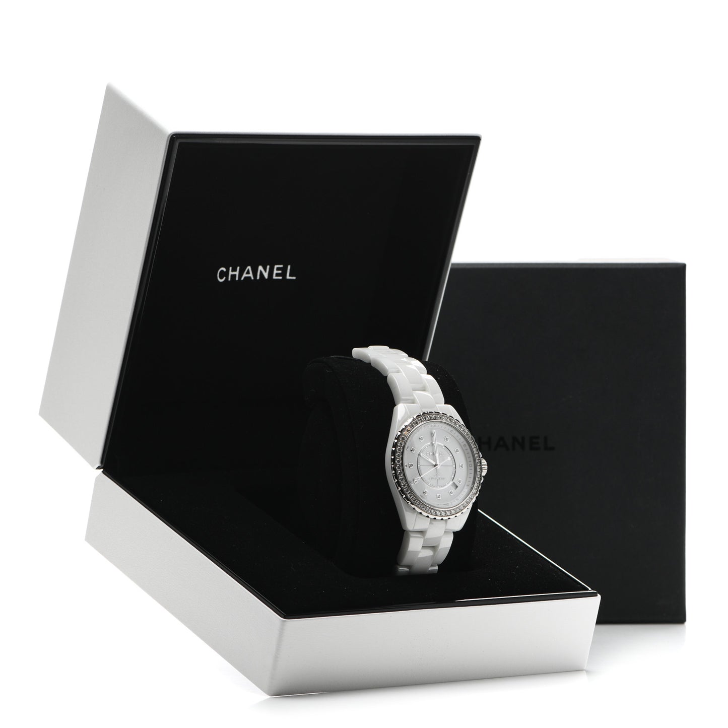 Stainless Steel Ceramic Diamond Bezel 38mm J12 Automatic Watch White