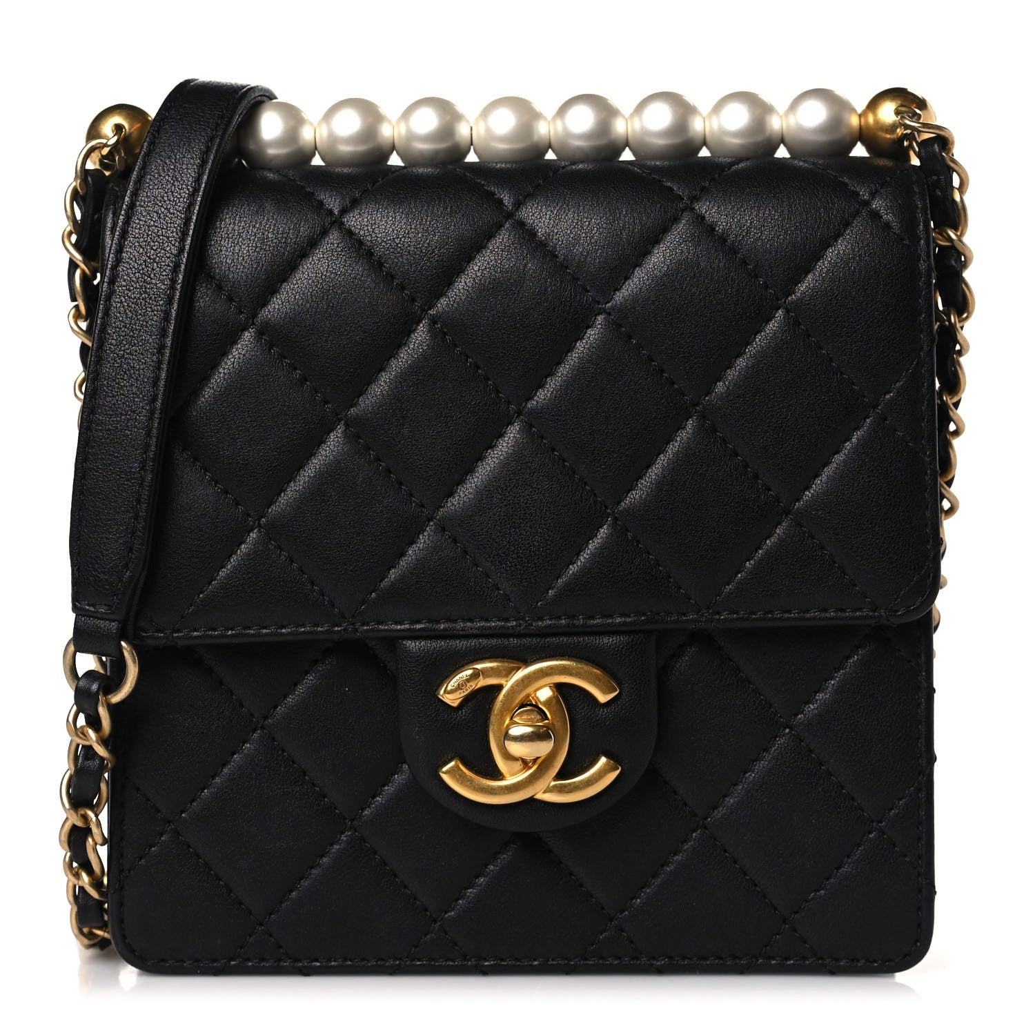 Chanel Goatskin Quilted Chic Pearls Flap Black 1 of 10