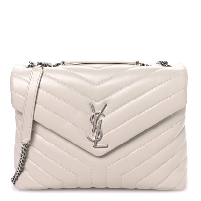 Saint Laurent Calfskin Y Quilted Monogram Medium Loulou Chain Satchel Blanc Vintage 1 of 11