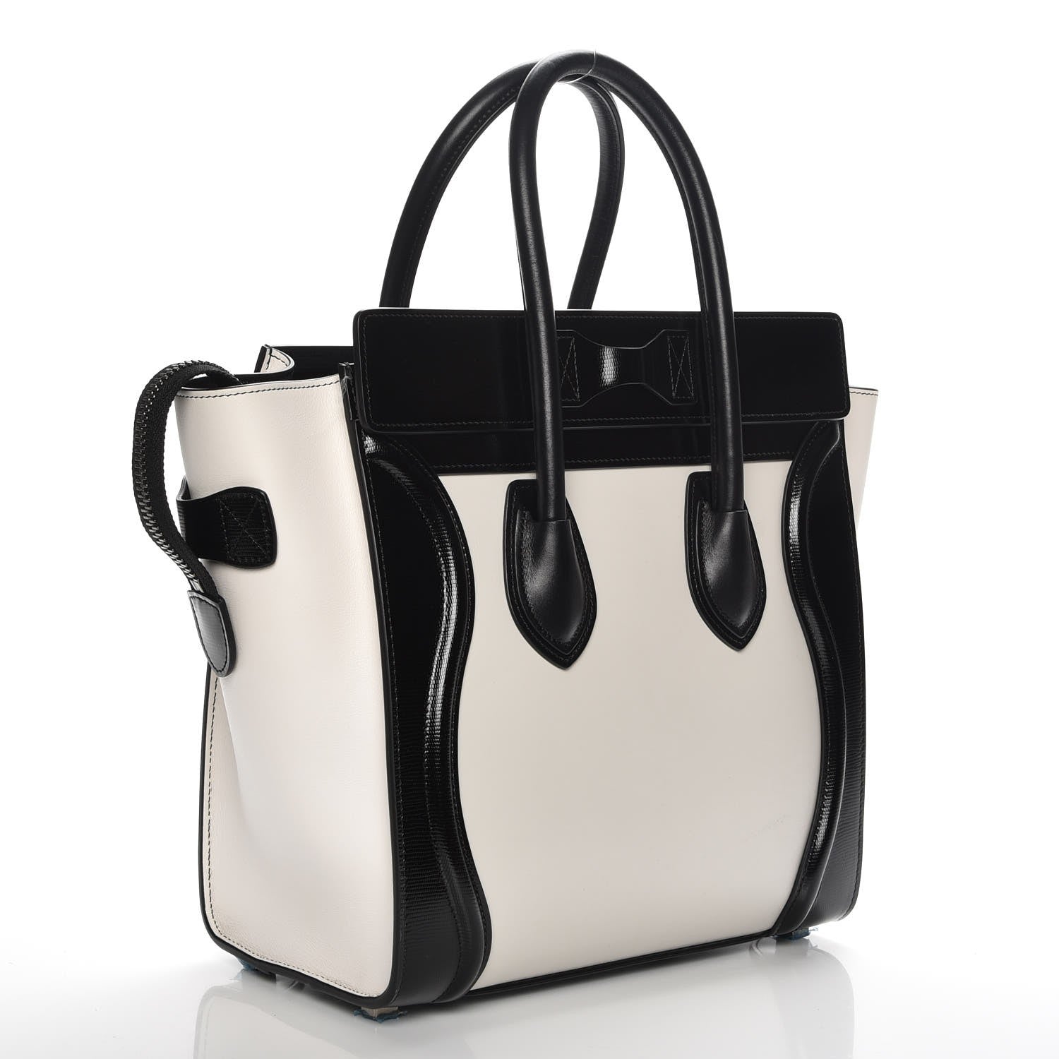 Celine Sleek Calfskin Micro Bi-Color Luggage Black White 3 of 7