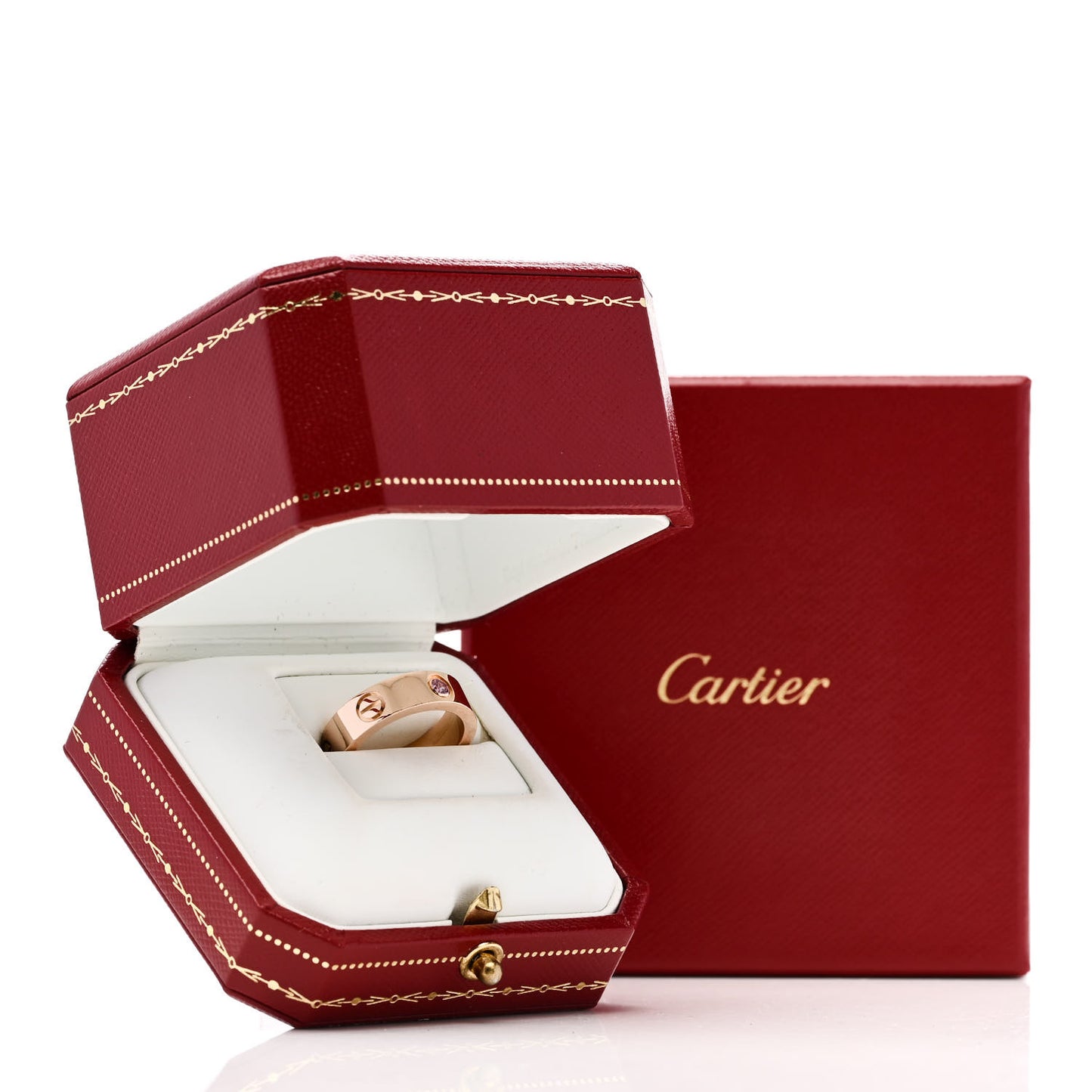 18K Pink Gold Pink Sapphire 5.5mm LOVE Ring 53 6.5