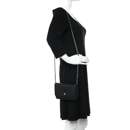 Chanel Lambskin Quilted Wallet On Chain WOC Black 2 of 12