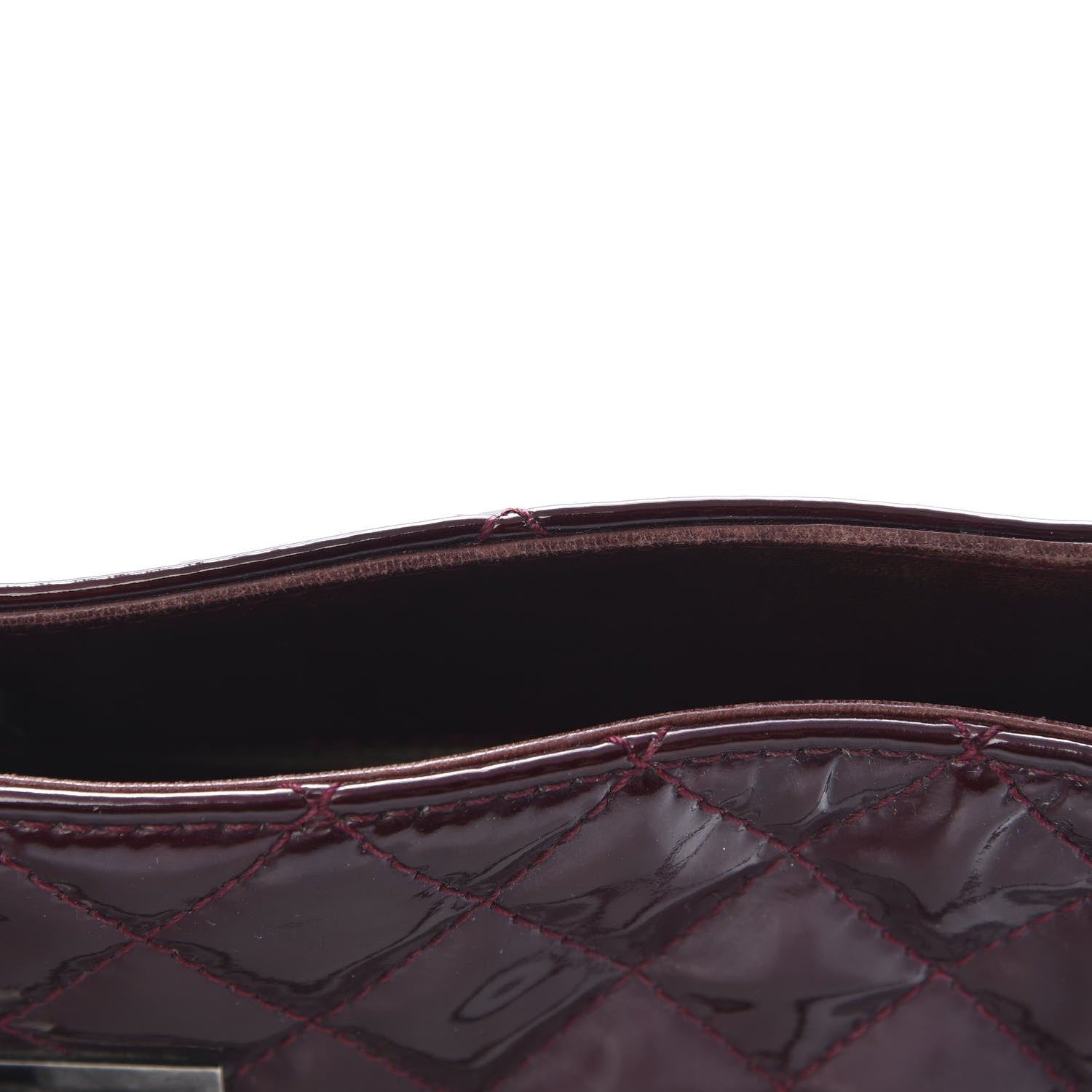 Chanel Patent Calfskin Quilted Reissue 2.55 Tote Burgundy 12 of 15