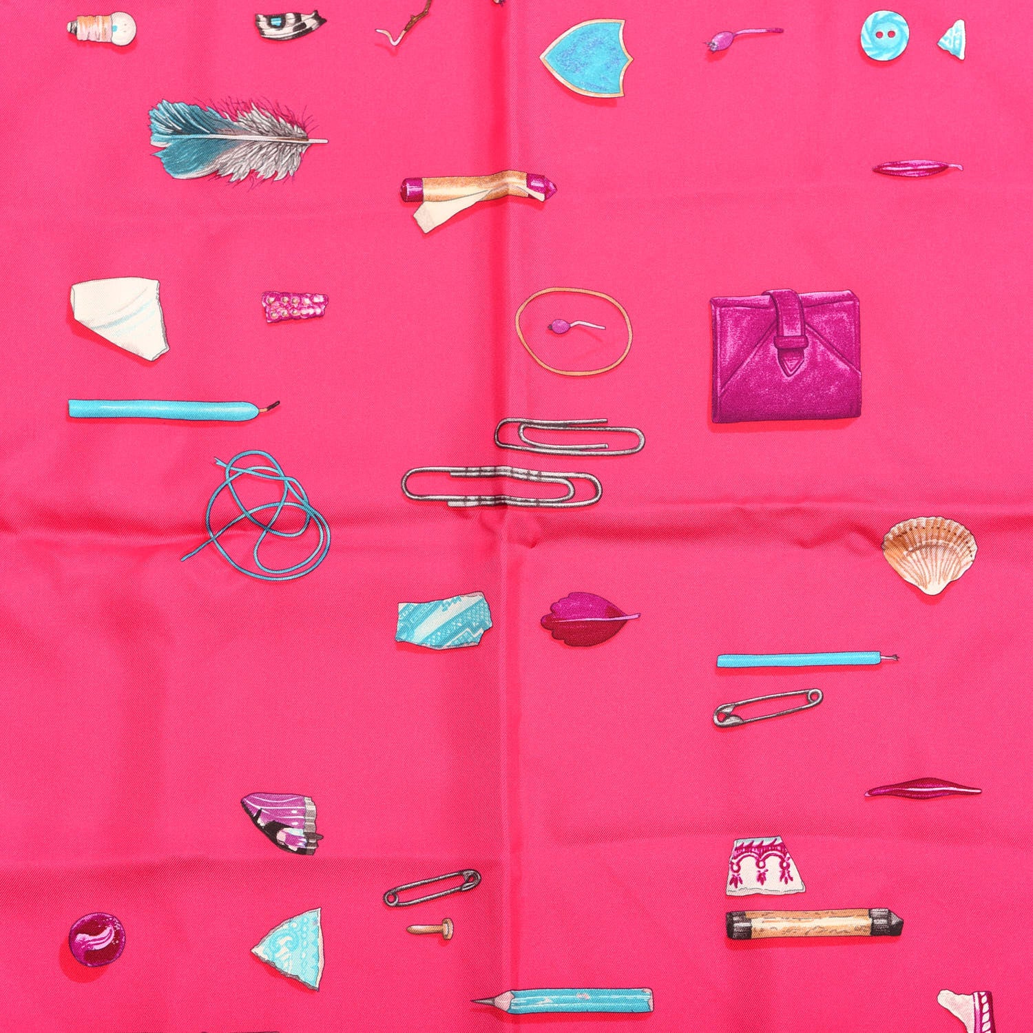 Hermes Silk In The Pocket Scarf 90 Rose Vif Turquoise Violet 2 of 4