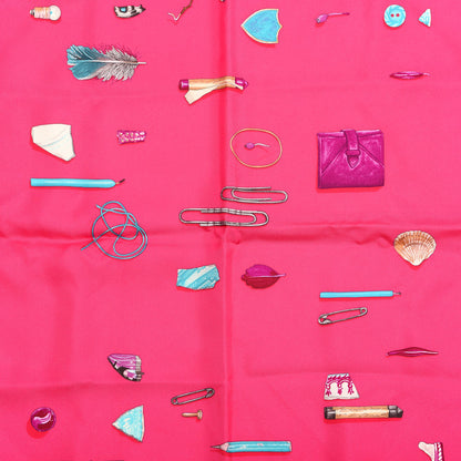 Hermes Silk In The Pocket Scarf 90 Rose Vif Turquoise Violet 2 of 4