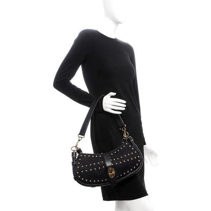 Burberry Denim Studded Shoulder Bag Navy Blue 2 of 10