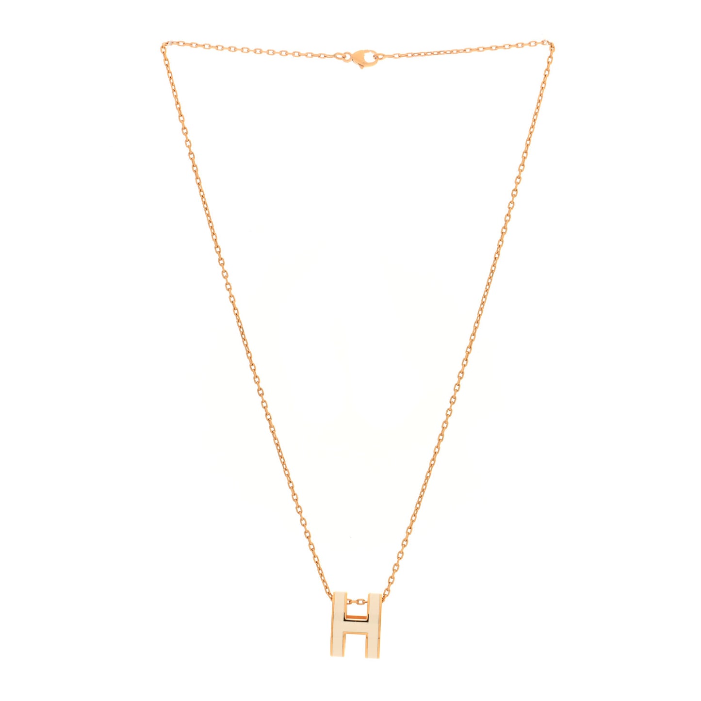 Lacquered Gold Pop H Pendant Necklace White