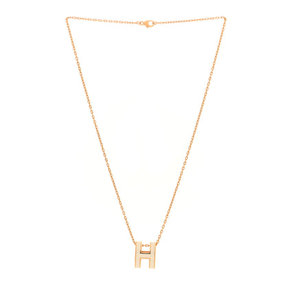 Hermes Lacquered Gold Pop H Pendant Necklace White 3 of 6