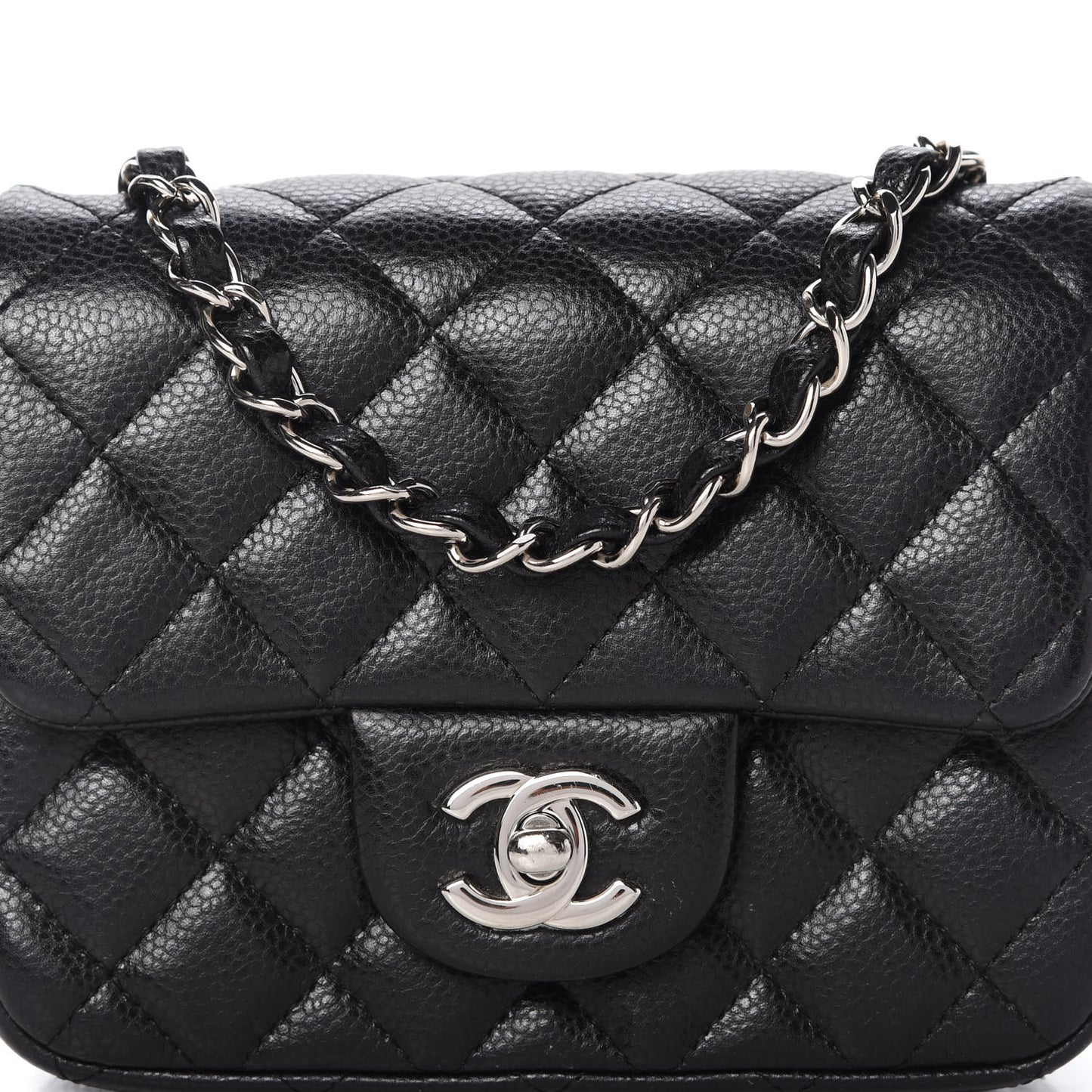 Caviar Quilted Mini Square Flap Black