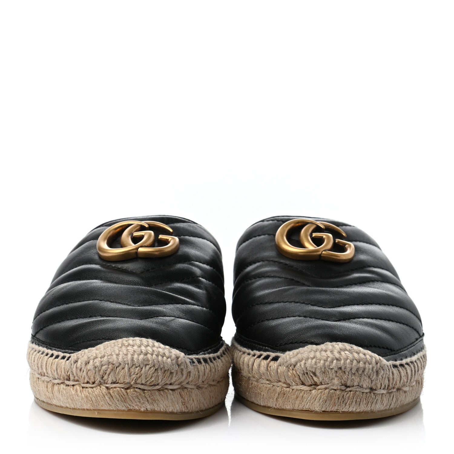 Gucci Nappa Matelasse GG Marmont Espadrille Slippers 38 Black 2 of 9
