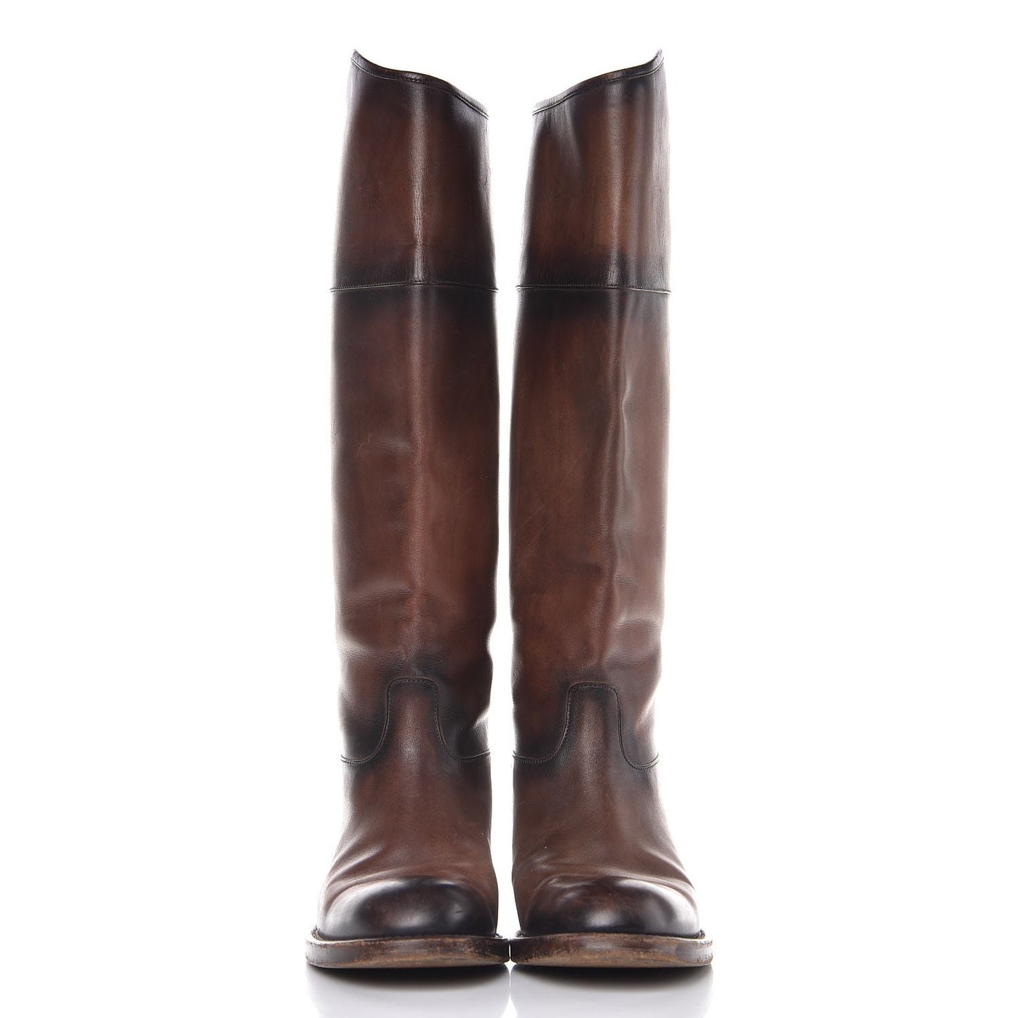 Calfskin Horsebit Tall Boots 37 Brown