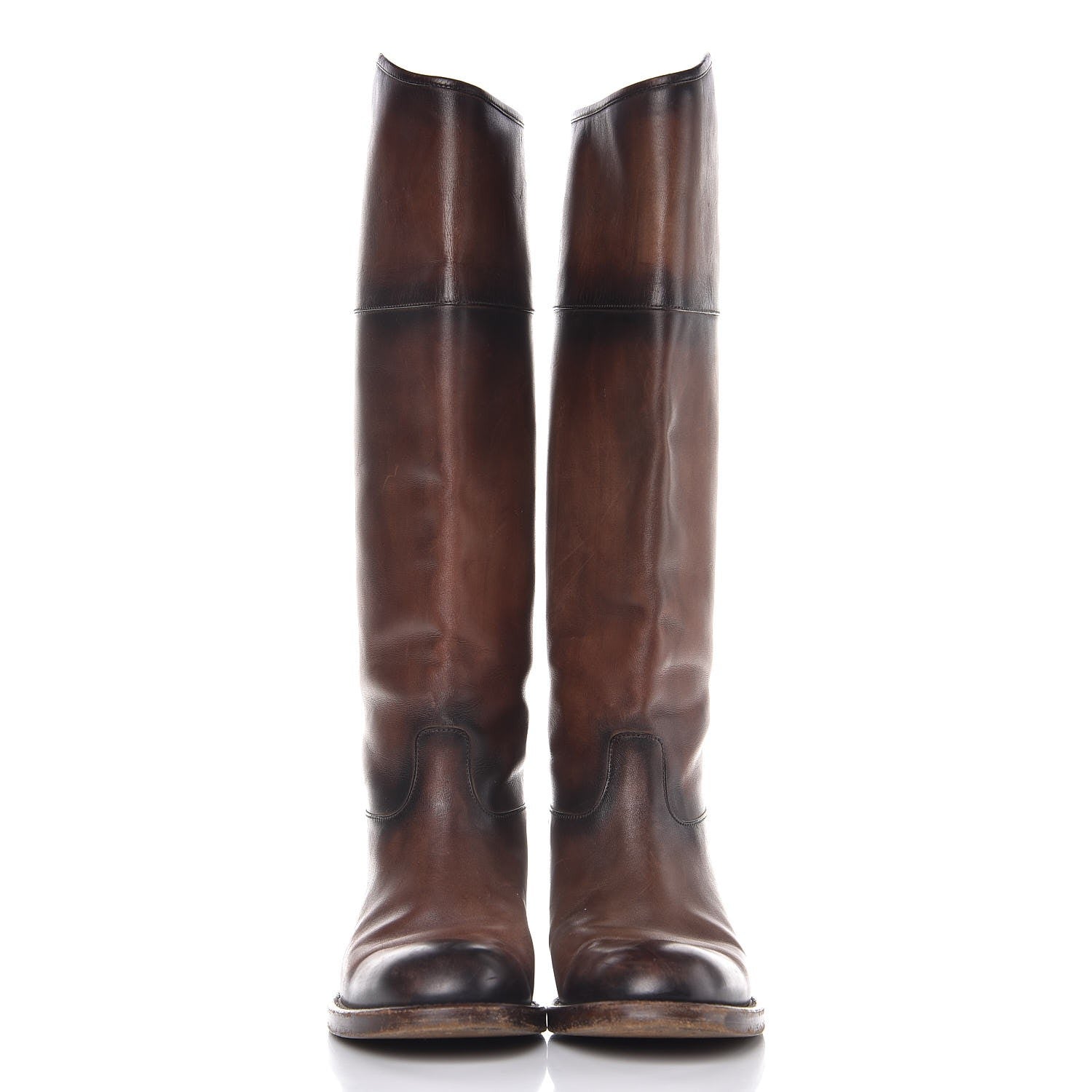 Gucci Calfskin Horsebit Tall Boots 37 Brown 2 of 12