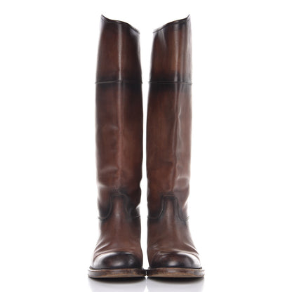 Gucci Calfskin Horsebit Tall Boots 37 Brown 2 of 12
