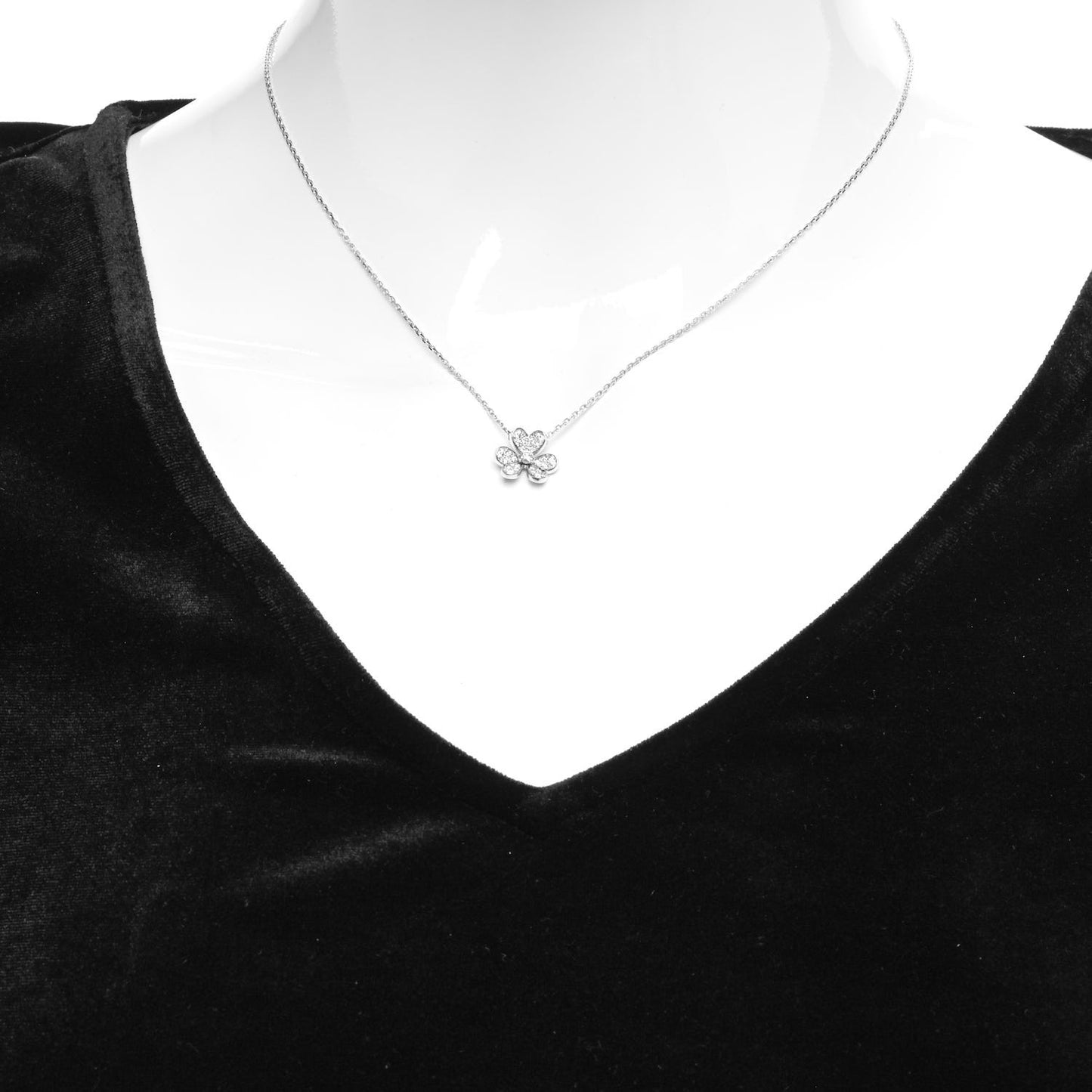 18K White Gold Diamond Mini Frivole Pendant Pave Necklace