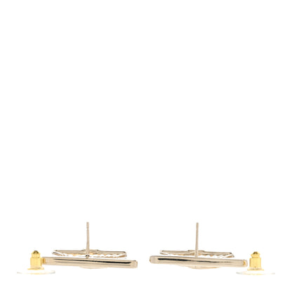 Chanel Metal Crystal Square CC Earrings Gold 3 of 4