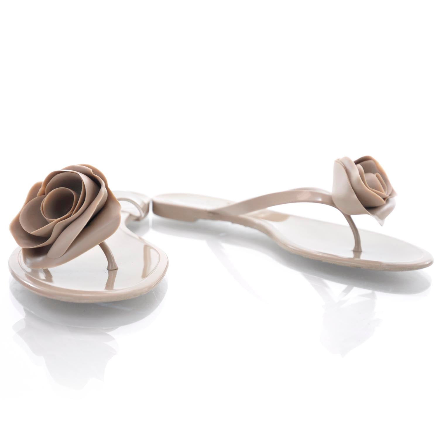 Valentino Garavani PVC Jelly Rose Thong Sandals 39 Poudre 1 of 5